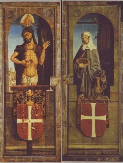Fig. 2.Workshop of Bernt Notke, Christ as the Man of Sorrows and St Elisabeth of Thüringia, first view of the Holy Spirit altarpiece, 1483. Church of the Holy Spirit, Tallinn, Estonia (Photo by the kind permission of Gustav Piir, Church of the Holy Spirit, Tallinn)