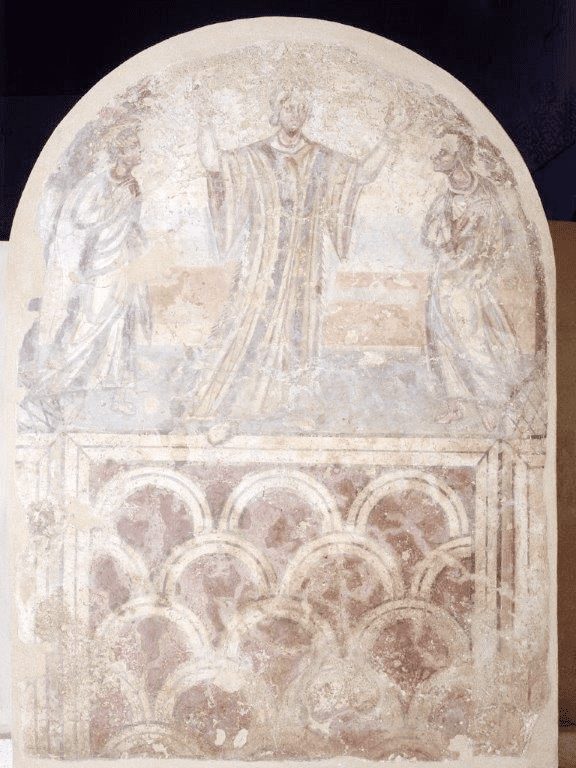Fig. 3. Susanna in orant posture with the Elders, Thessaloniki, fresco from a local tomb, early fifth century. Thessaloniki, Museum of Byzantine Culture (BT 17B) (Photo: Museum of Byzantine Culture)