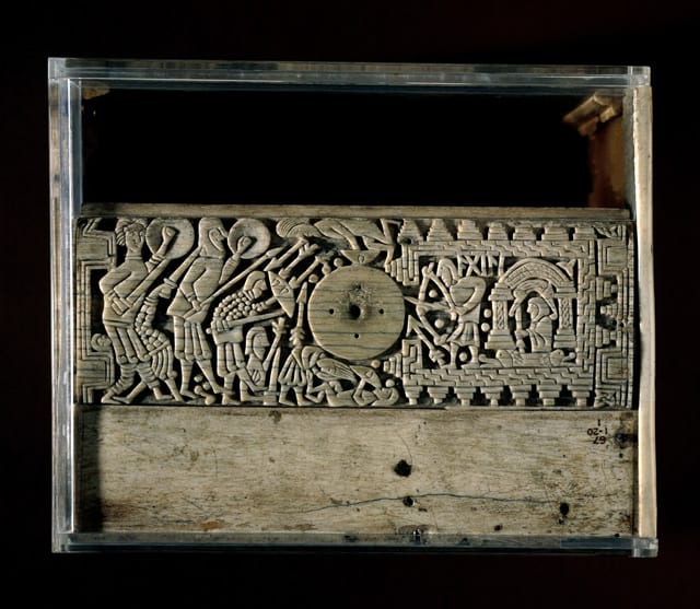 6.  The Franks Casket, top panel, whalebone, 229mm x 190mm x 109mm. London, British Museum (photo: © Trustees of the British Museum).