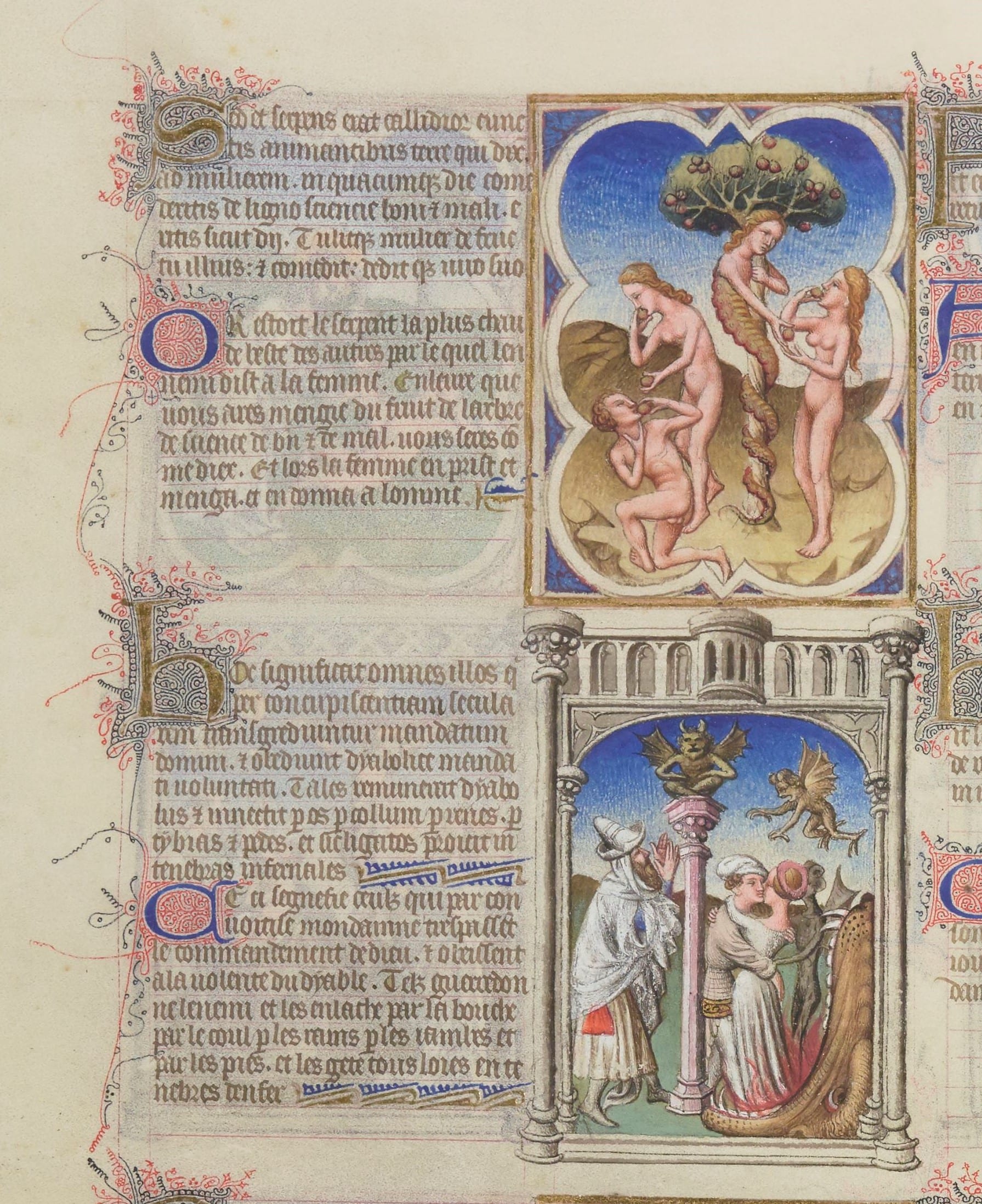 Figure 4. The Limbourg Brothers, Bible moralisèe, folio 3v (detail) (image provided by the Bibliothèque nationale de France).