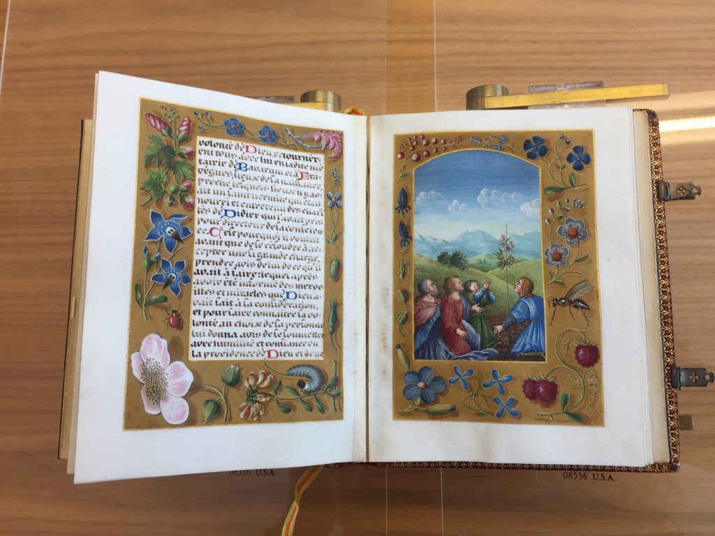 Miracle of Didier’s flowering rod, fols. 9v–10r. Life of Saint Didier, Gothic Revival Manuscript, 1902. Karen Gould Collection #51, Gift of Lewis Gould. Spencer Art Reference Library, The Nelson-Atkins Museum of Art. (Photo: Virginia Blanton)