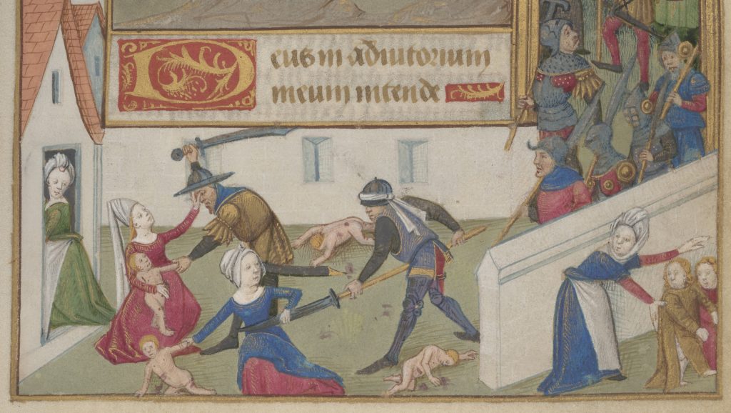 Fig. 1. Poitiers, “Massacre of the Innocents,” Book of Hours, New York, Morgan Library & Museum, M. 1001, fol. 57r, ca. 1475 (detail). Purchased on the Fellows Fund, 1979.