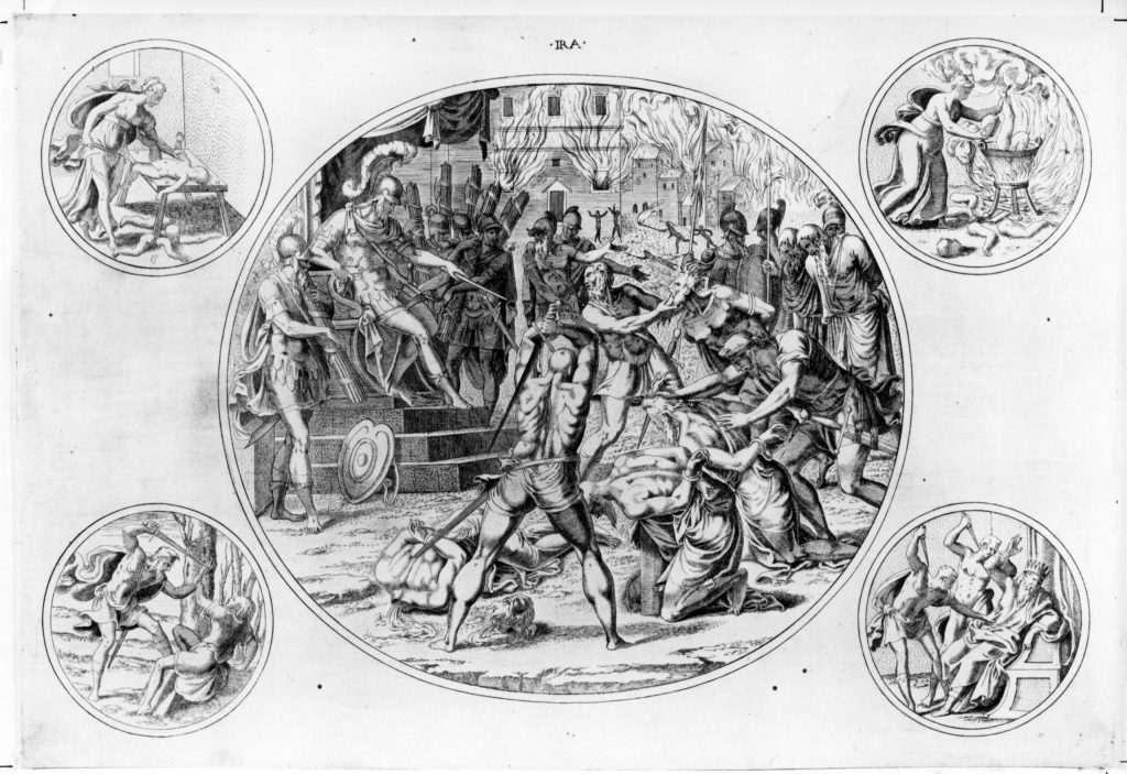 Fig. 15. Léon Davent after Luca Penni, “The Sin of Wrath and its Fruits” from Les sept péchés capitaux (present location unknown)