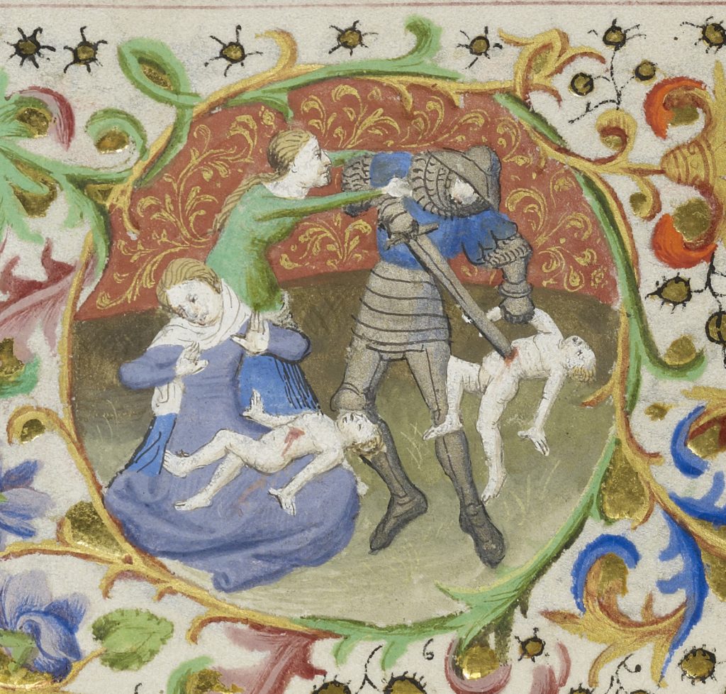Fig. 2. Paris, “Massacre of the Innocents,” Book of Hours, New York, Morgan Library & Museum, M. 453, fol. 83v (detail), ca. 1425-30. Purchased by J. Pierpont Morgan (1837-1913) in 1911.