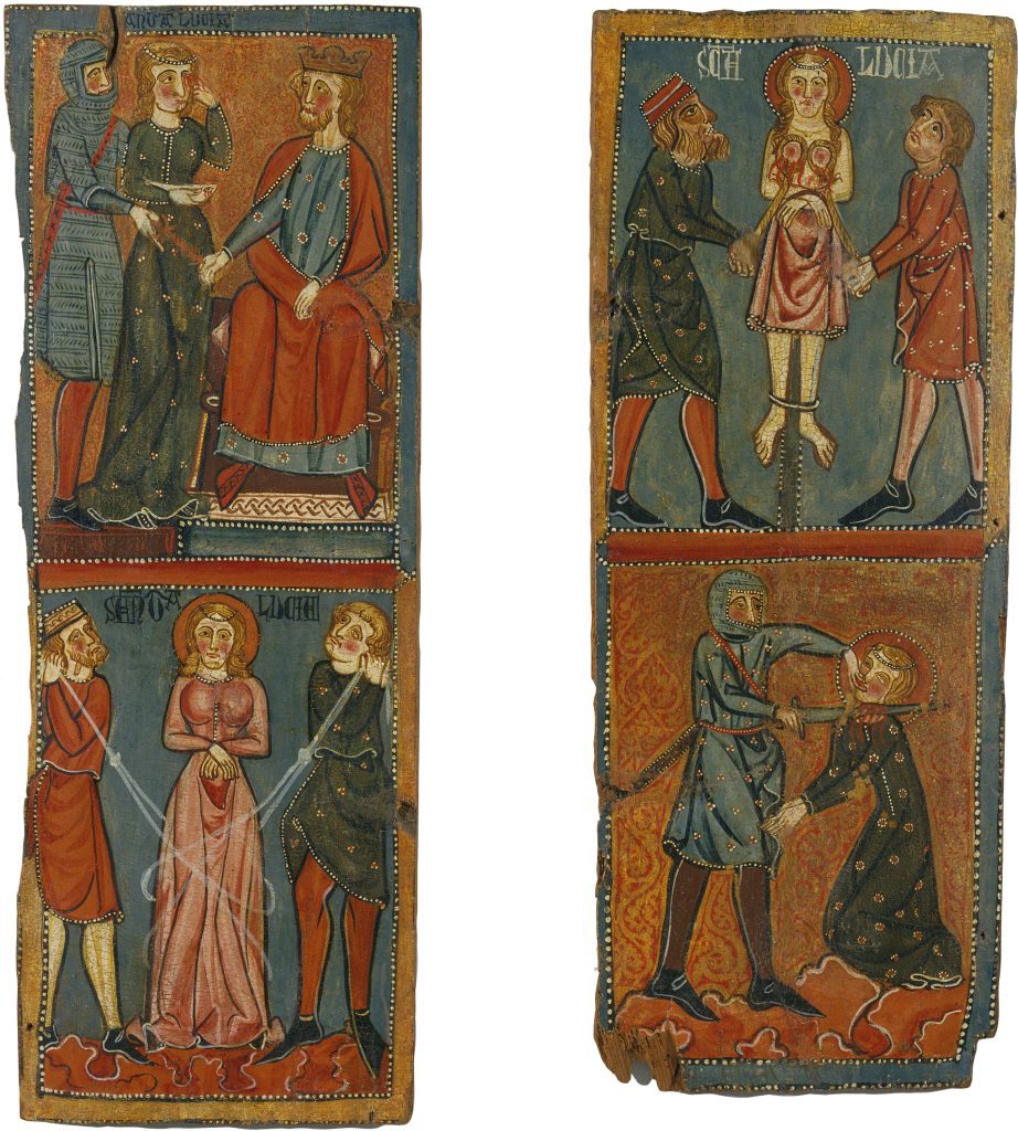 Figure 1. Panels with Scenes of the Martyrdom of Saint Lucy. c. 1300, Spain. From the parish church of Santa Llúcia de Mur (Guàrdia de Noguera Pallar Jussà Barcelona, Museu d’Art de Catalunya, inv. no. 035703-CJT).