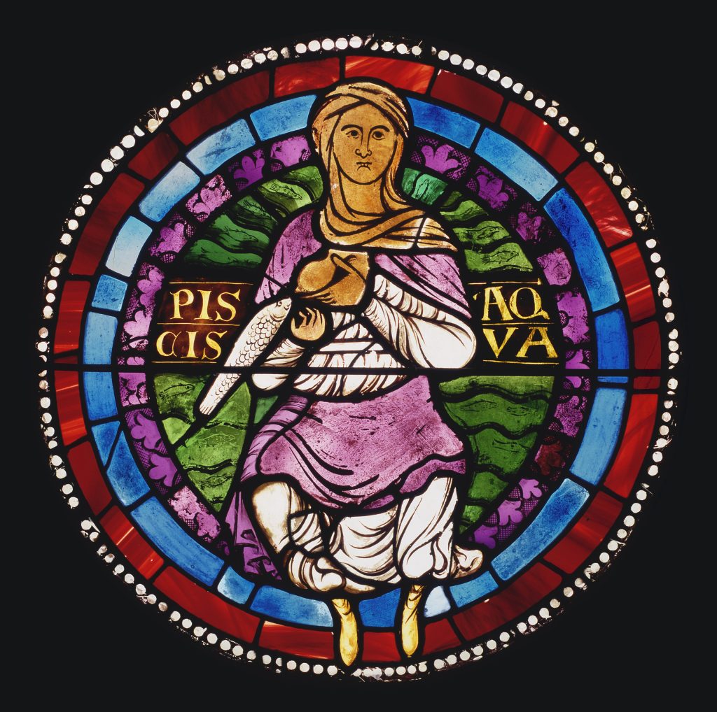Figure 10. The element of water (Piscis Aqua) from the south transept of Lausanne Cathedral, c. 1190 