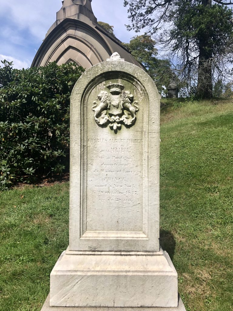 Fig. 2. Headstone marking the grave of Charles-Albert Jarrett de la Marie. Green-Wood Cemetery, Brooklyn, NY. Photo: author.
