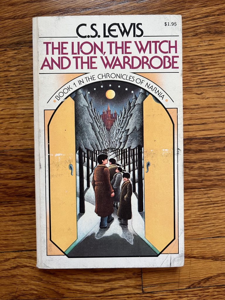 Book cover with four children walking through a snowy forest to a castle.