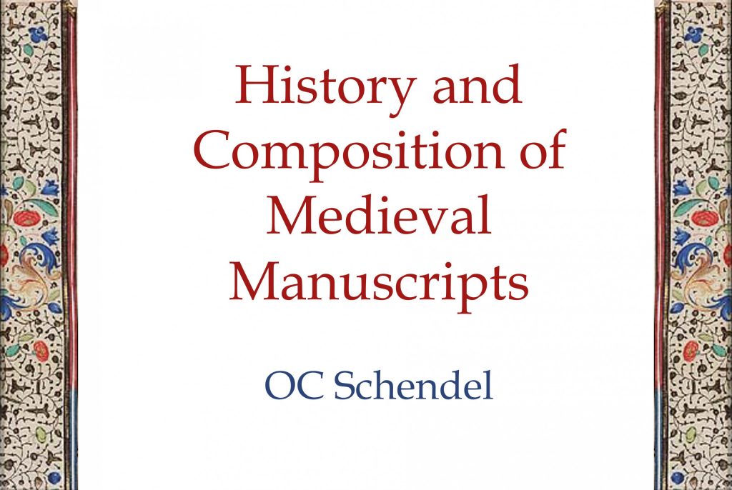 Cover page with the title "History and Composition of Medieval Manuscripts" with decorative borders.