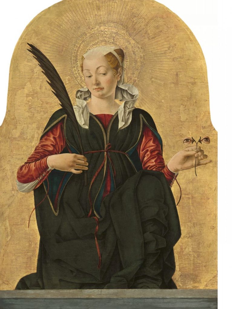 A painting of a person holding a feather