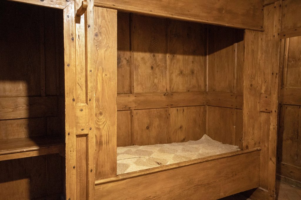 Wooden bed of St. Romuald in the cell of St. Romuald, Sacred Hermitage, Camaldoli.