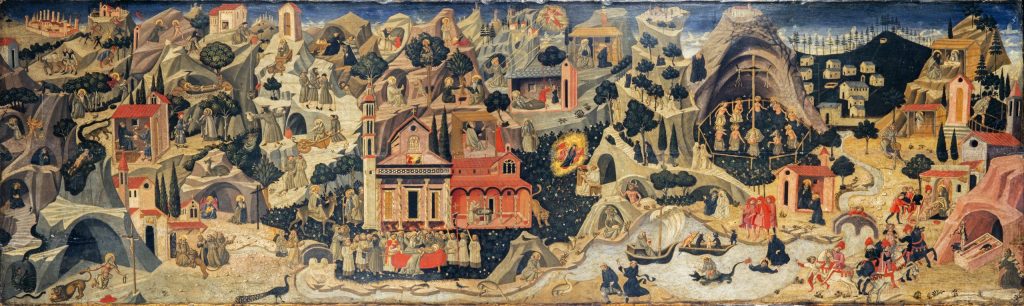 Scenes of the death of St. Ephriam and lives of the hermits, possibly by Don Giuliano Amidei.